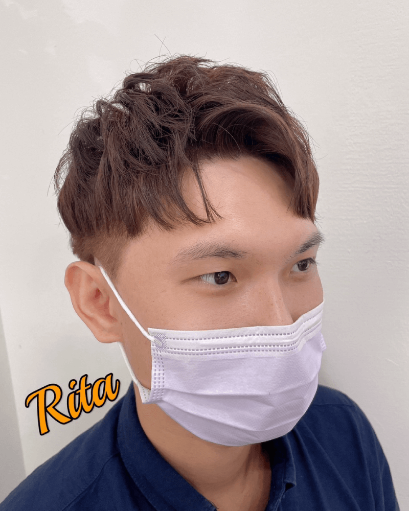 橘棕色再搭配紋理燙,讓整體看起來不扁塌 紋理燙-沙鹿燙髮推薦